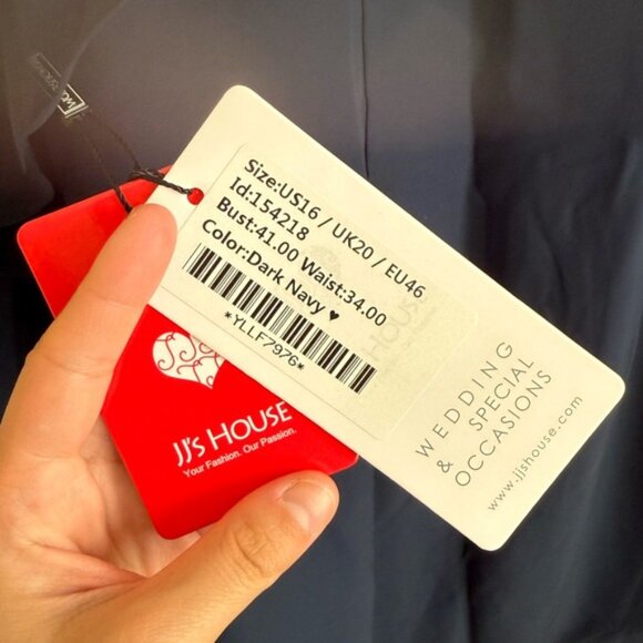 NWT JJ’s House Sequin Beaded Cocktail Chiffon Midi Dress in Navy | 16 - Picture 7 of 8